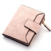 Leather Hasp Wallet with Card Slots and Zipper Closure - Pink