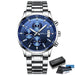 Artisan Chronograph Wristwatch With Classic Bracelet - Silver Blue