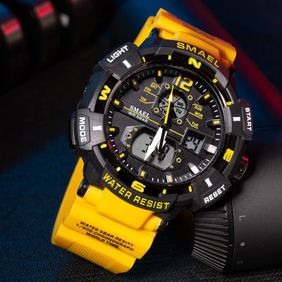 Rugged Dual Display Sports Watch with World Time