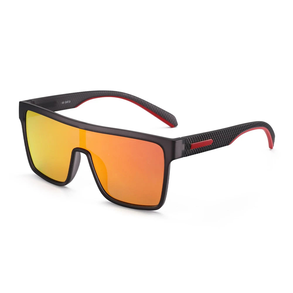 Polarized Square Shield Sunglasses for Adults - Red Mirror