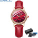 Halo Crystal Bezel Timepiece with Diamond Markers Luxe - Red