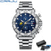 Chronograph Dial Timepiece With Bold Silhouette Design - Silver Blue