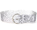 Wide Floral Cutout Belt for Women Chain Belt Premium - Silver
