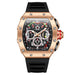 Chronograph Watch with Luminous Skeleton Dial - Rose Black