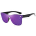 Sunglasses Rimless Square Mirrored Lenses Classic - Black Purple