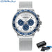 Tachymeter Chronograph Mesh Strap Watch For Daily Wear - Blue