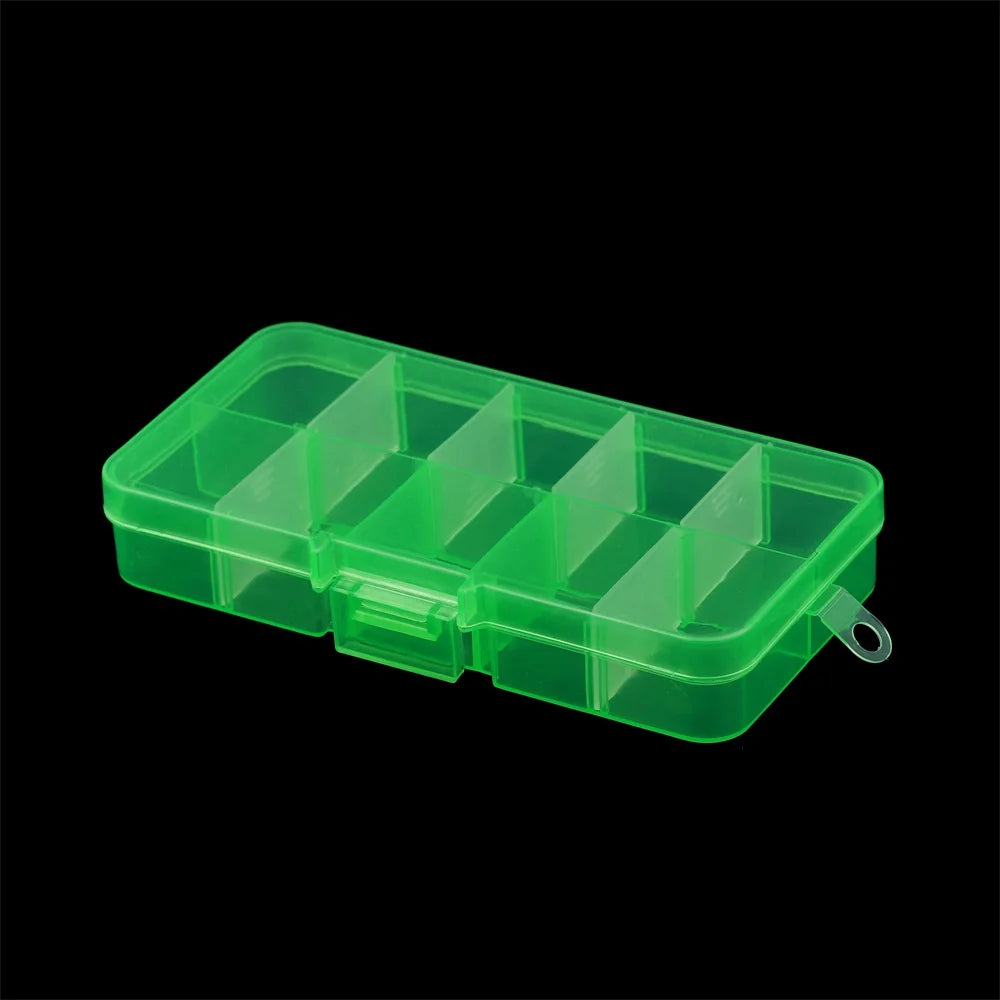 Transparent Jewelry Storage Box with 10 Compartments - Clear Green