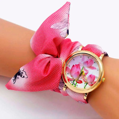 Floral Watch With Decorative Dial Embellishments
