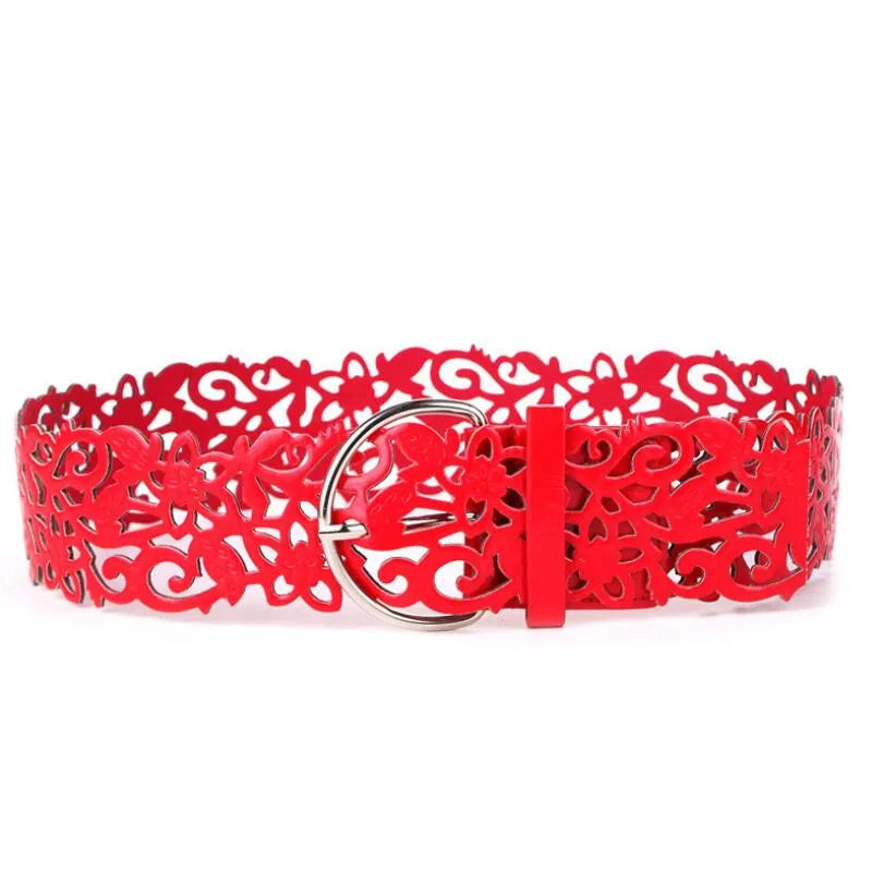 Wide Floral Cutout Belt for Women Chain Belt Premium