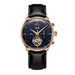 Mens Automatic Wristwatch Open Heart Elegant Classic - Rose Gold Blue