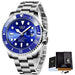 Diver Style Quartz Wristwatch with Date Display - Silver Blue