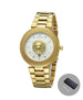 Watch Featuring Lion Motif And Calendar Display - M Gold White