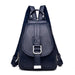Women Backpack with Front Buckle And Adjustable Straps - Dark Blue