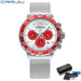 Tachymeter Chronograph Mesh Strap Watch For Daily Wear - Red