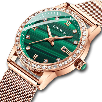 Watch Diamond Studded Mesh Bracelet Elegant Timepiece - WO2MEN