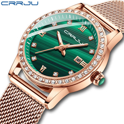 Radiant Mesh Watch with Crystal Bezel and Date Edition