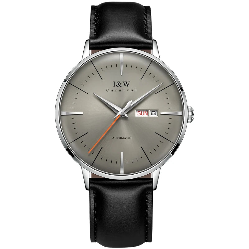 Automatic Round Dial Minimalist Wristwatch for Men - Silver Grey L A
