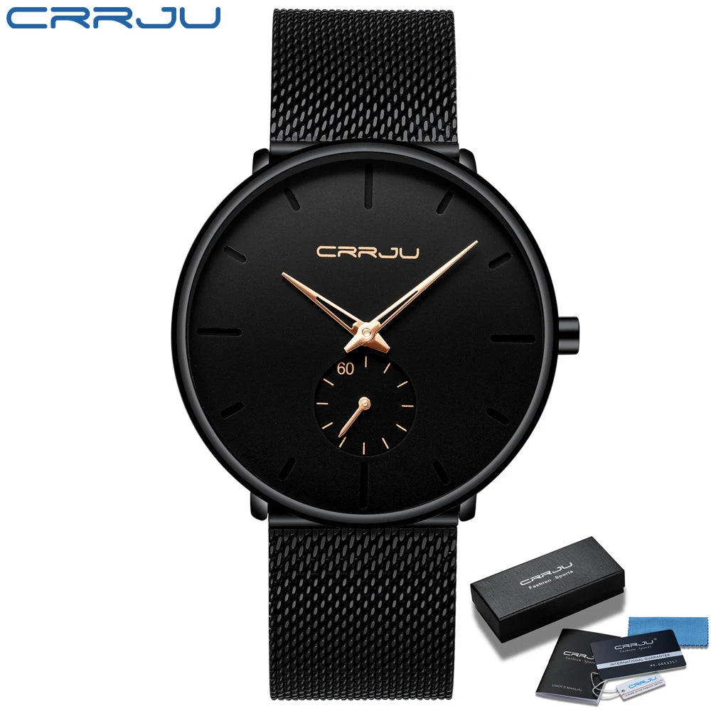 Slim Mesh Dial Wristwatch With Subdial Accent Premium