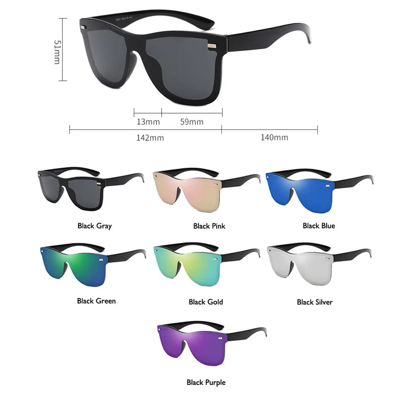 Sunglasses Rimless Square Mirrored Lenses Classic