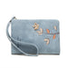 Wallet With Bird Tree Pattern Zipper Pocket Design - Blue