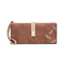 Leaf Print Zip Wallet with Strap for Women Elegant - Brown