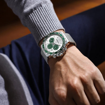 Tachymeter Chronograph Mesh Strap Watch For Daily Wear