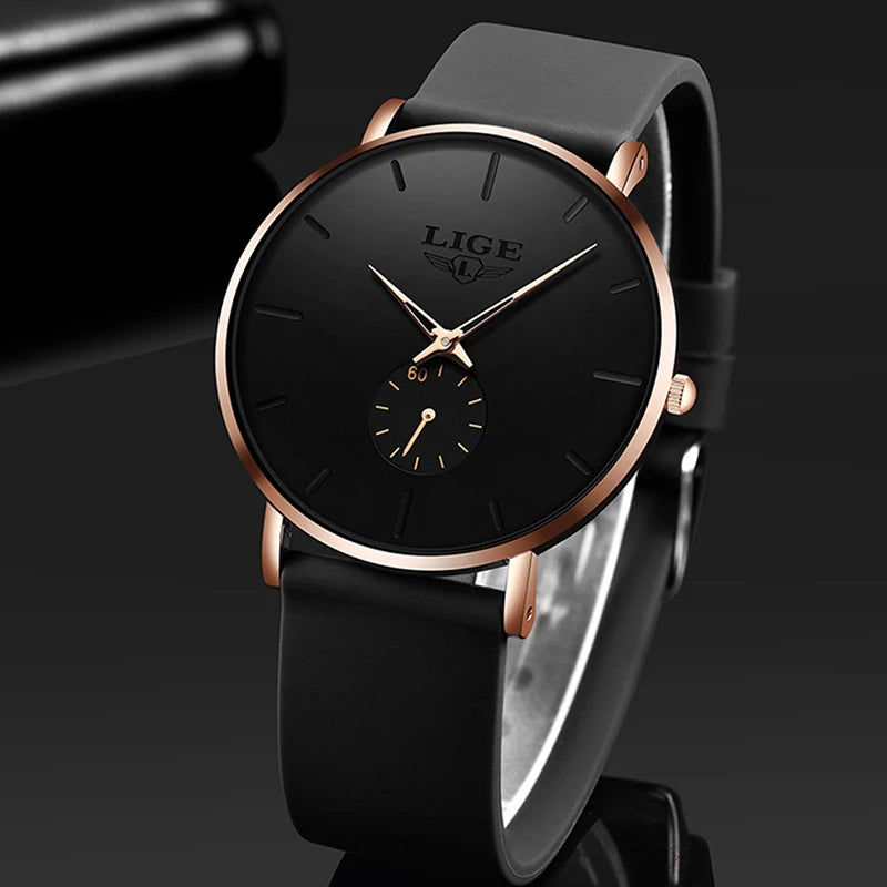 Minimalist Dial Men's Watch with Subdial Ultra Thin