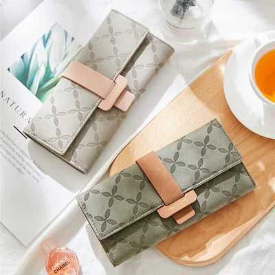 Wallet with Floral Pattern Card Holder and Strap