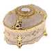 Ornate Velvet Jewelry Box with Crystal Ring Holder - Gold White