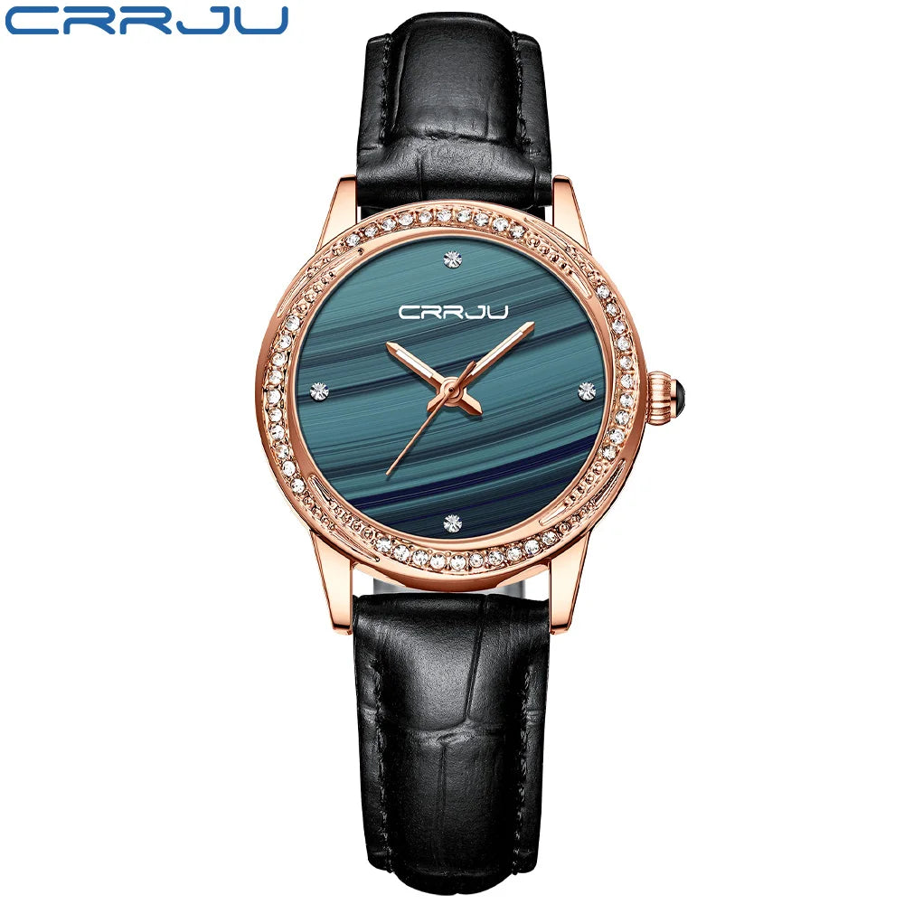 Halo Crystal Bezel Timepiece with Diamond Markers Luxe