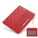 Mini Wallet Zipper Card Holder Slim Compact Design - Red