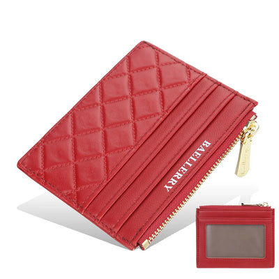 Mini Wallet Zipper Card Holder Slim Compact Design - Red