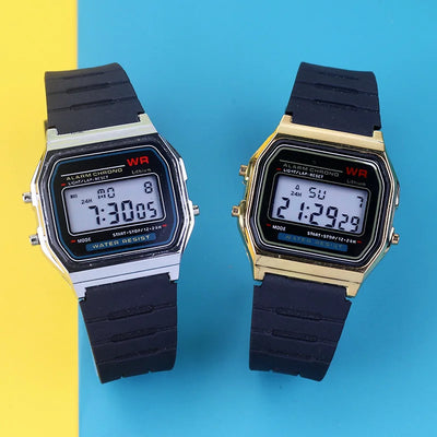 Digital Watch with Rubber Strap LED Display Chronograph