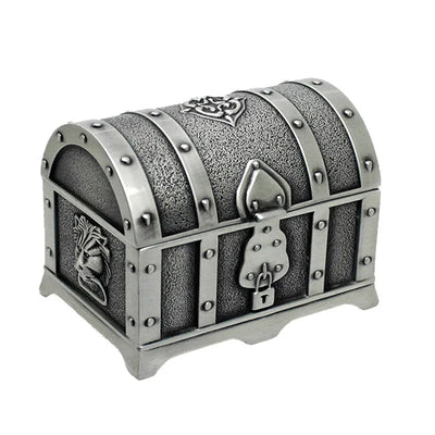 Vintage Metal Treasure Chest Jewelry Box Lock