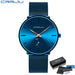 Slim Mesh Dial Wristwatch With Subdial Accent Premium - Blue Rose Gold