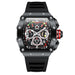 Chronograph Watch with Luminous Skeleton Dial - Black