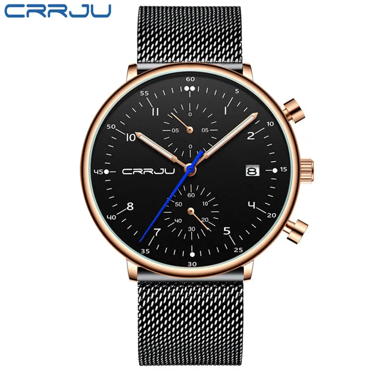 Sleek Chronograph Timepiece With Mesh Band Heritage