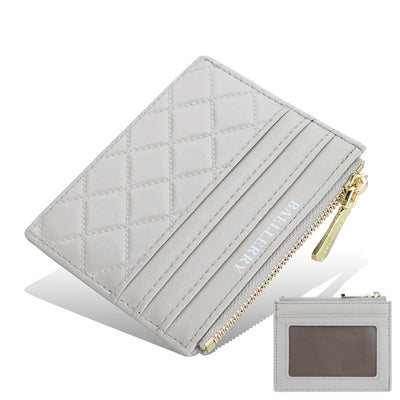 Mini Wallet Zipper Card Holder Slim Compact Design - Light Grey