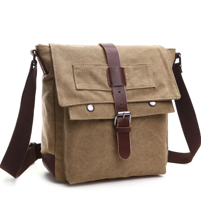Messenger Bag for Men with Front Flap Buckles