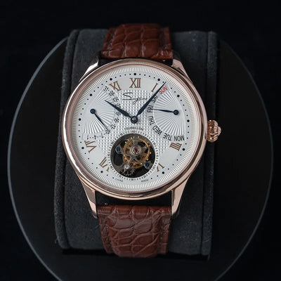 Tourbillon Wrist Watch Crocodile Leather Automatic