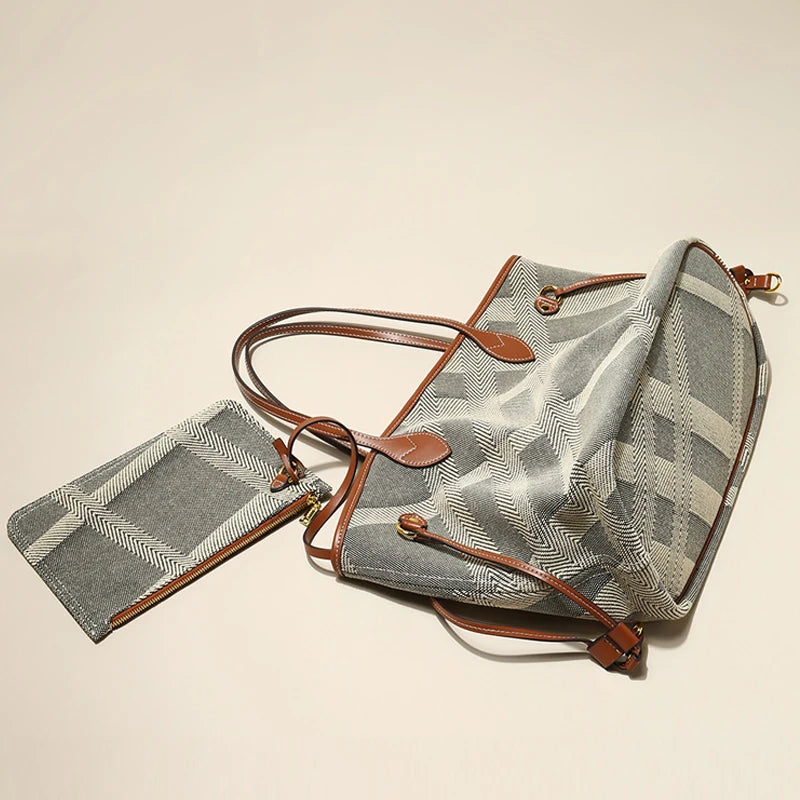 Heritage Plaid Tote With Subtle Trim and Ample Space