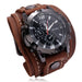 Mens Chronograph Leather Strap Watch with Multi Dial - Retro Brown