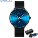 Slim Mesh Dial Wristwatch With Subdial Accent Premium - Black Blue Rose Gold