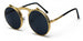 Folding Round Steampunk Sunglasses Arch Frame - GO/BK