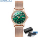 Radiant Mesh Watch with Crystal Bezel and Date Edition - Rose Green