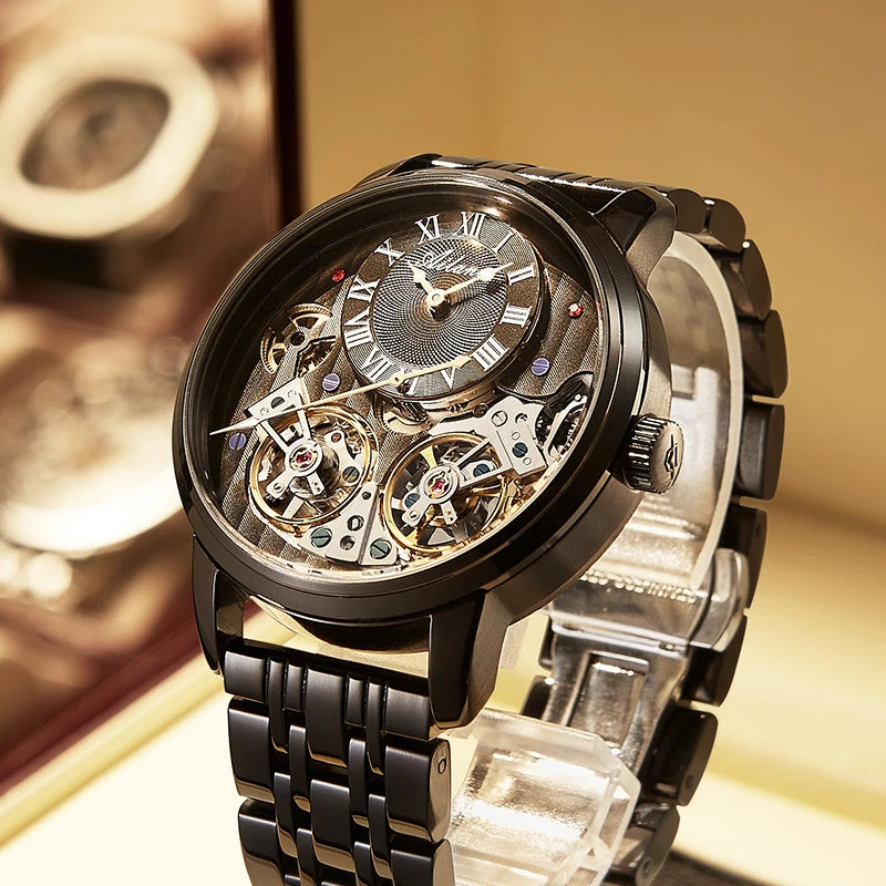 Luxury Skeleton Tourbillon Automatic Wristwatch for Men