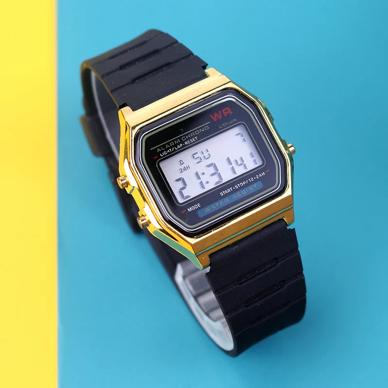 Digital Watch with Rubber Strap LED Display Chronograph