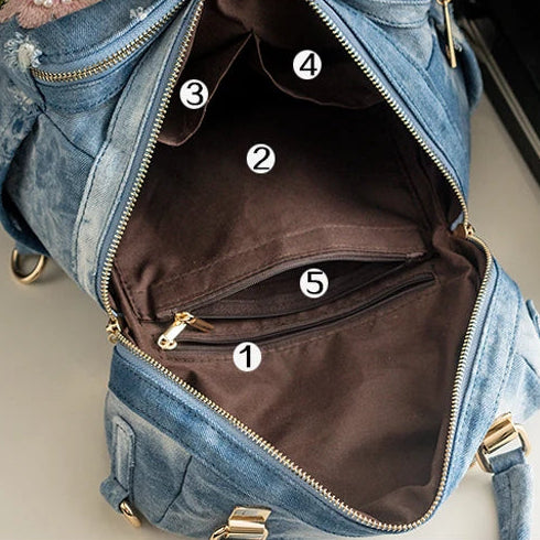 Backpack Embroidered Bloom Pocket Design with Straps - WO2MEN