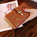 Elegant Leaf Cutout Long Wallet with Strap Charm - Coffee