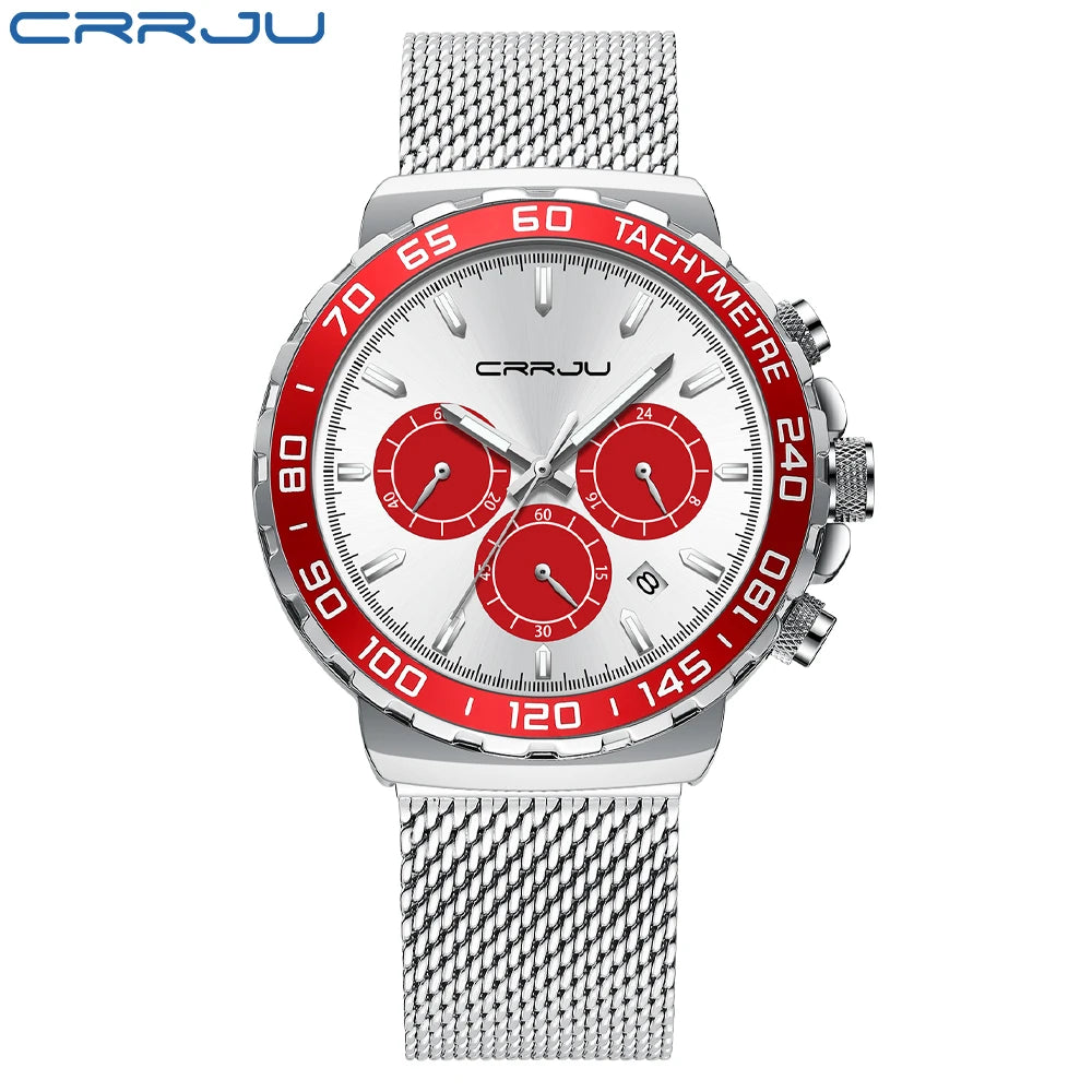 Tachymeter Chronograph Mesh Strap Watch For Daily Wear